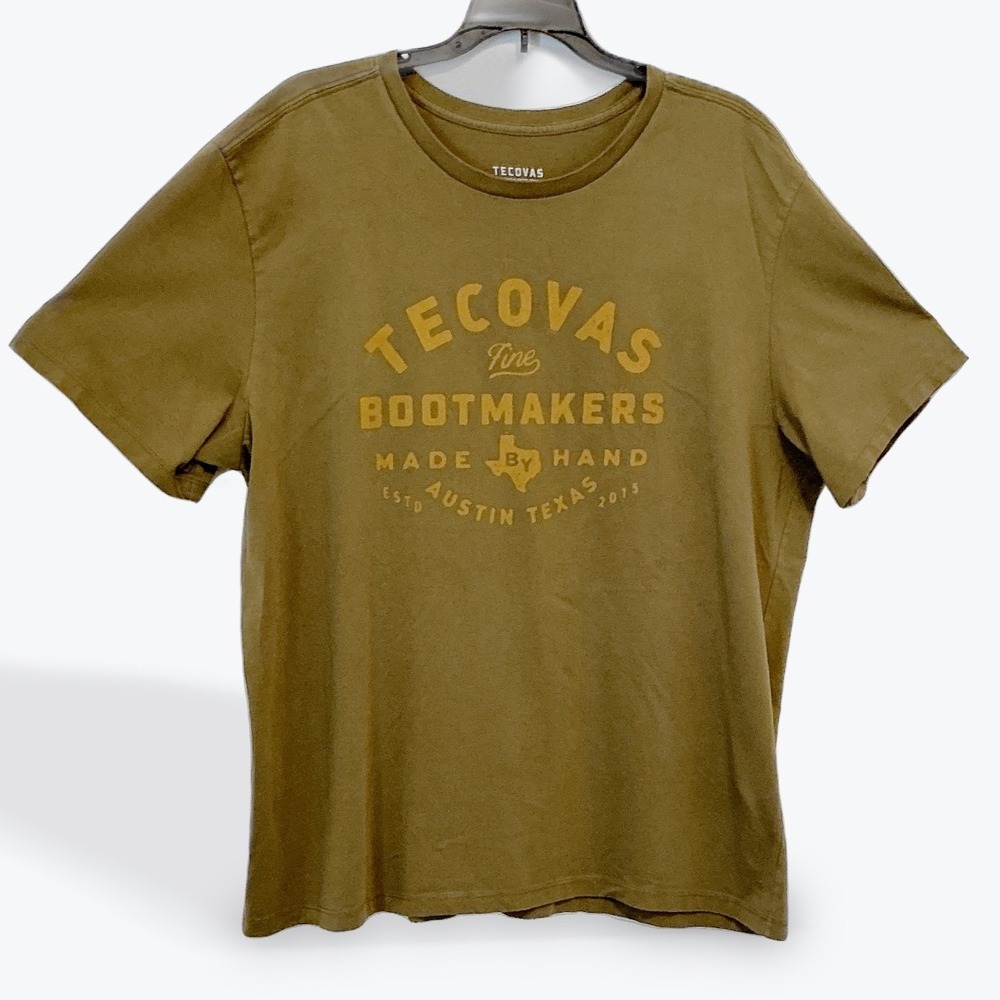 Tecovas Fine Bootmakers Mens XL Olive Green Pima Cotton Graphic Tee Austin TX